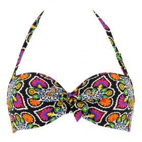 Haut de maillot de bain bandeau coque ANTIGEL DE LISE CHARMEL LA MANDALA DES ILES MANDALA NOIR