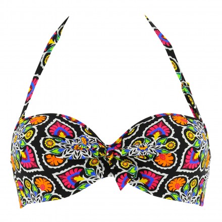 Haut de maillot de bain bandeau coque ANTIGEL DE LISE CHARMEL LA MANDALA DES ILES MANDALA NOIR