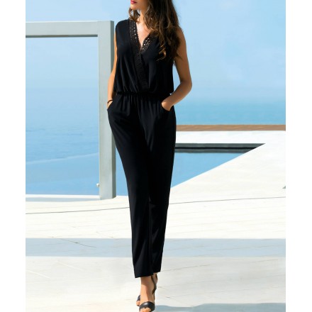 Combi pantalon Ajourage couture - Noir