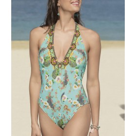 Maillot de bain une piece nageur seduction LISE CHARMEL FLEURS LAGON LAGON AZUR